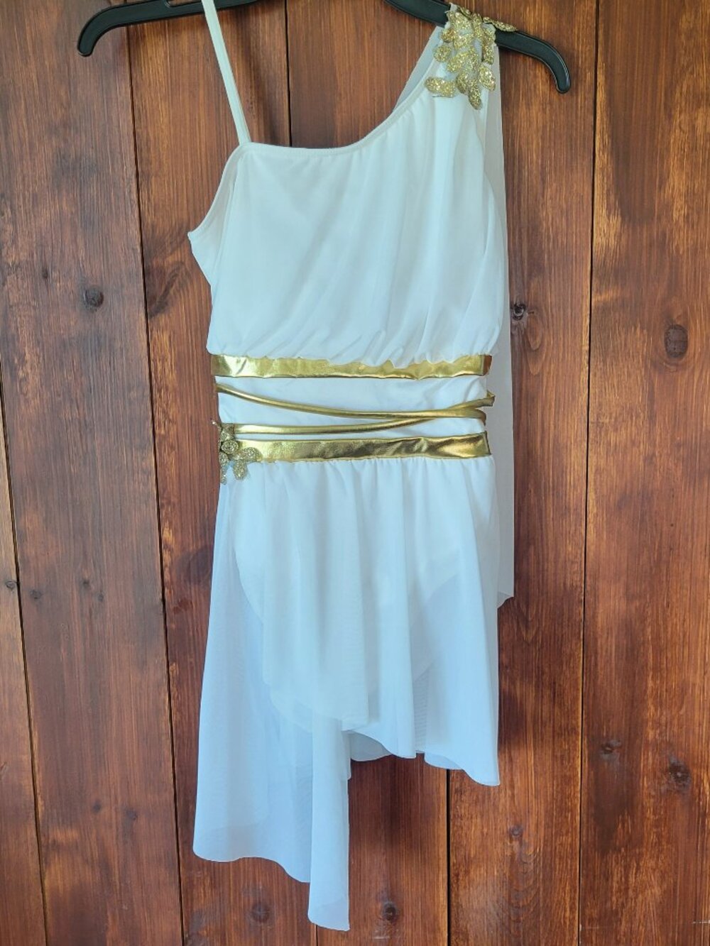 Weissman SA Diana Actaeon Dance Costume White Metallic Gold Grecian Dress 17679